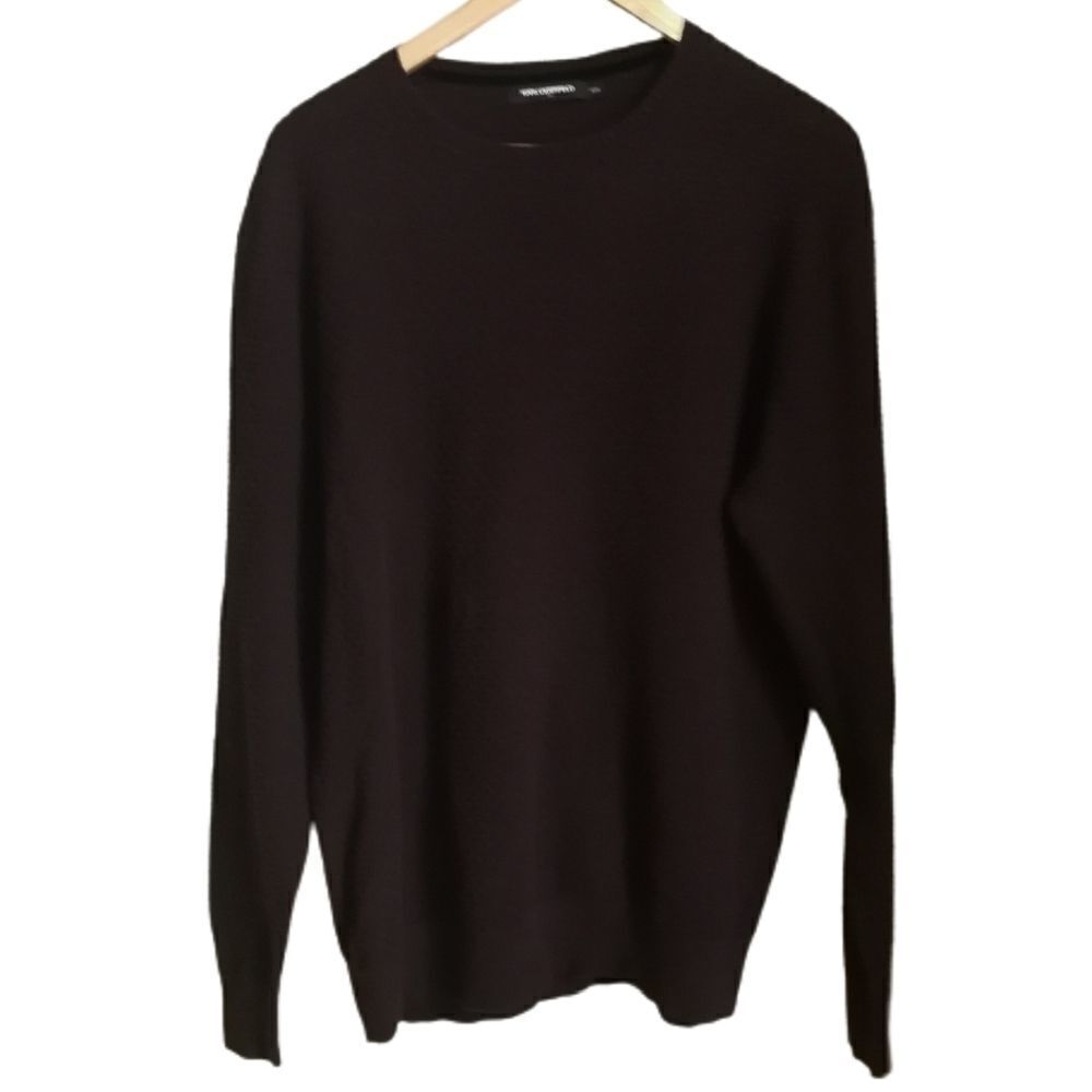 KARL LAGERFELD Burgundy Honeycoomb Cotton Knit Crewneck Sweater Size Medium